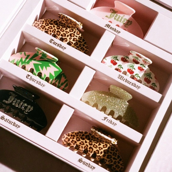 NEW LIMITED EDITION Juicy Couture Lux Hair Clips Set of 7 Y2K - Picture 1 of 10